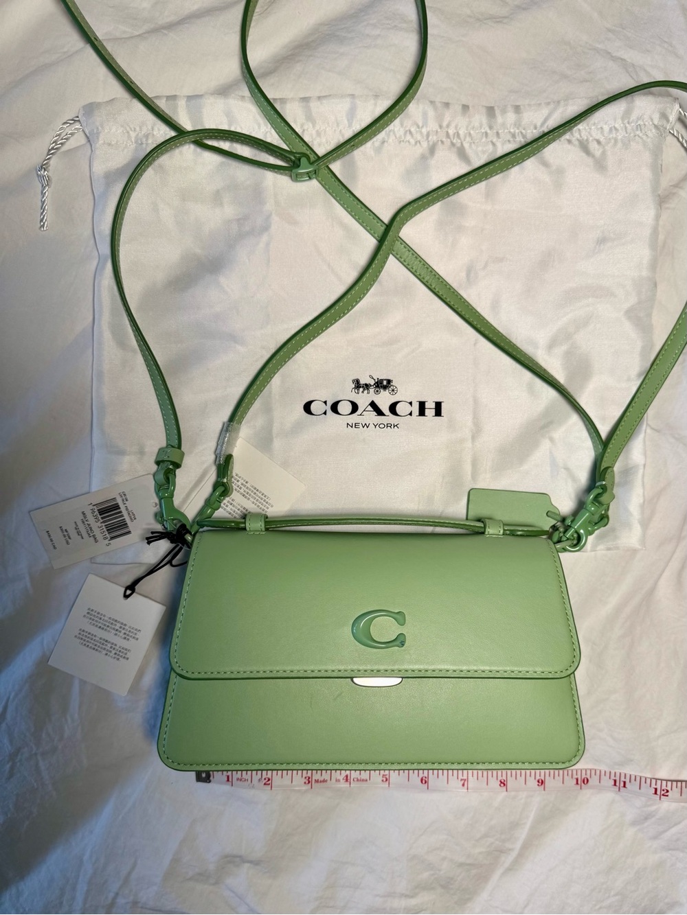 COACH Pale pistachio/ Light Green Genuine Leather Crossbody Bag